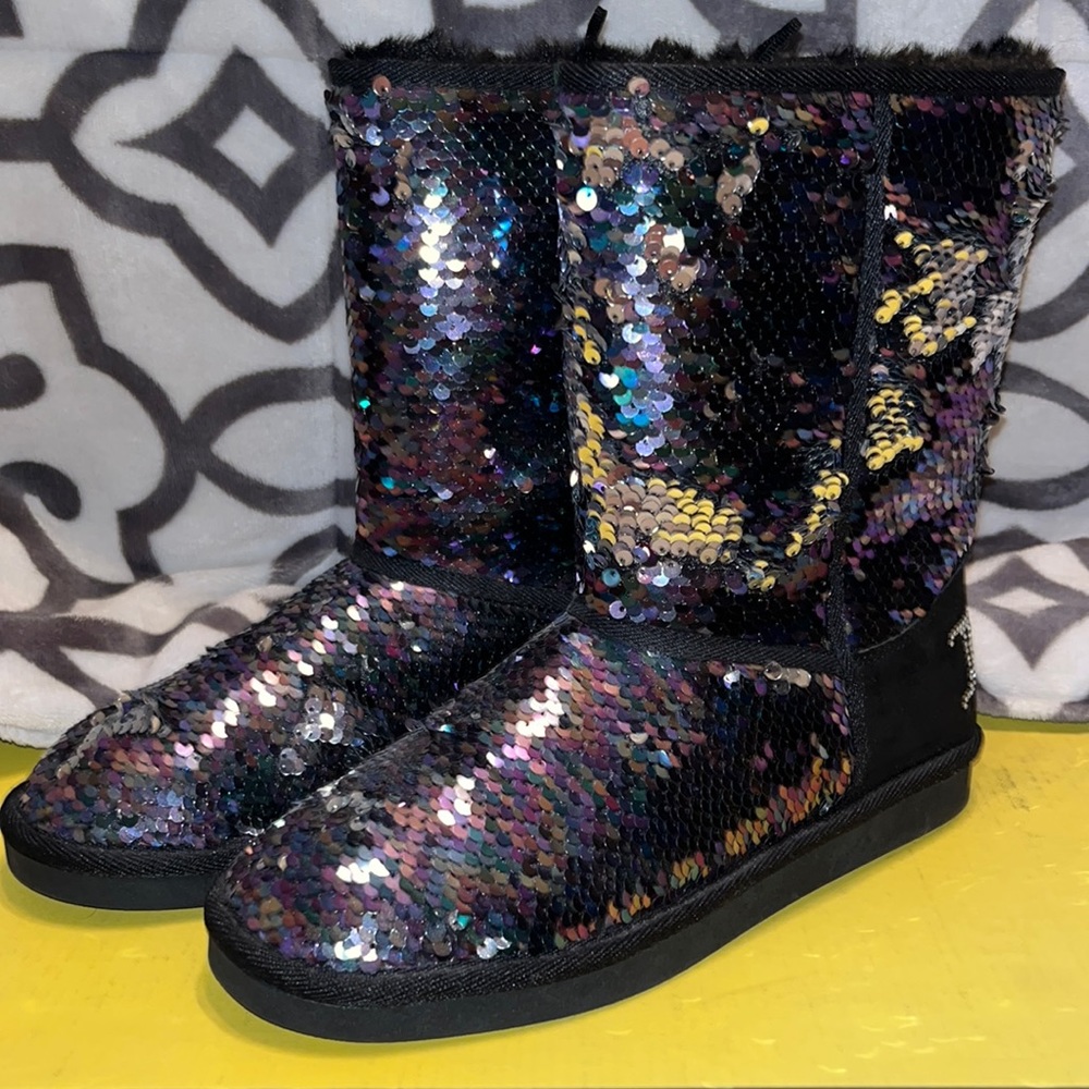 Juicy Couture Faux Fur Sequined Boots